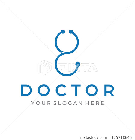 Doctor stethoscope logo template design for health care with creative idea. Vector illustration. 125718646