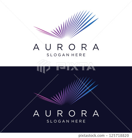 The northern lights wave logo design was inspired by the aurora borealis. 125718820