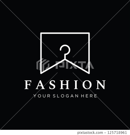 Simple coat hanger logo template design with creative idea.Logo for business, boutique, fashion, beauty. 125718961