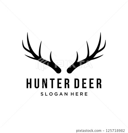 Deer Antlers and vintage deer head logo template design.Logo for badge,deer hunter,adventure and wildlife. Deer Antlers and vintage deer head logo template design.Logo for badge,deer hunter,adventure and wildlife. 125718982