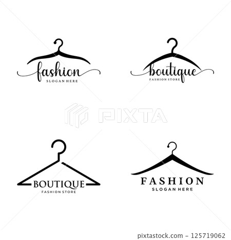 Simple coat hanger logo template design with creative idea.Logo for business, boutique, fashion, beauty. 125719062