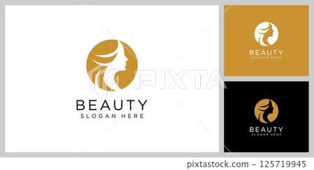 Beauty woman hairstyle logo design for nature people salon elements 125719945