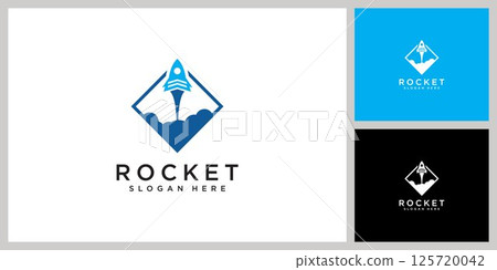 rocket launch logo vector template 125720042