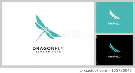 dragonfly logo vector design line style 125720045