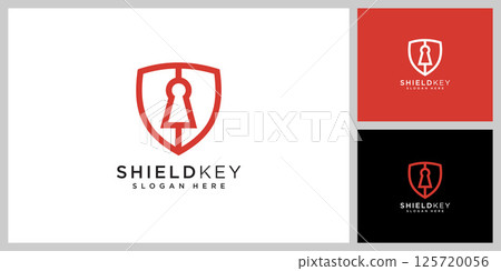 shield key logo vector design line style shield key logo vector design line style 125720056