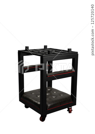 Unique black BDSM furniture piece with wheels and cushioned seating for enhanced experiences and versatility Unique black BDSM furniture piece with wheels and cushioned seating for enhanced experiences and versatility 125720140