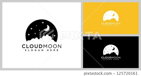 cloud and moon logo vector design 125720161