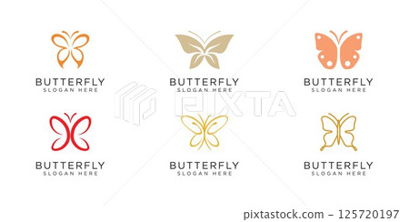 set of butterfly animal logo vector design set of butterfly animal logo vector design 125720197