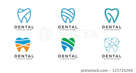 set of dental logo design vector set of dental logo design vector 125720269