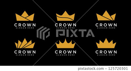 set of crown logo vector design set of crown logo vector design 125720301