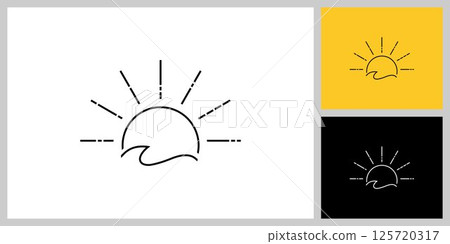 sun and wave logo vector design template 125720317