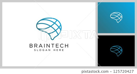 brain technology logo design line style brain technology logo design line style 125720427