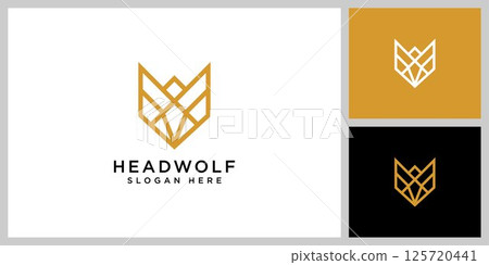 head wolf logo vector and line style 125720441