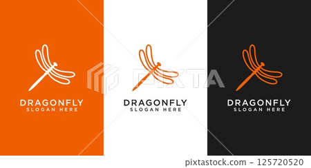 dragonfly logo vector design line style 125720520