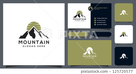 mountain logo vector design and business card 125720577