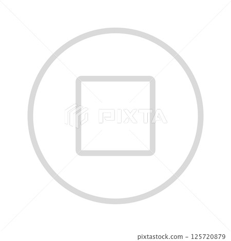 Gray stop button line icon - Simple and stylish semi-transparent stop mark UI material 125720879