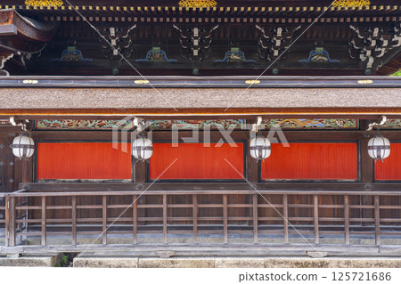 The lattice wall behind the main hall of Kitano Tenmangu Shrine (Kamigyo Ward, Kyoto City) The lattice wall behind the main hall of Kitano Tenmangu Shrine (Kamigyo Ward, Kyoto City) 125721686