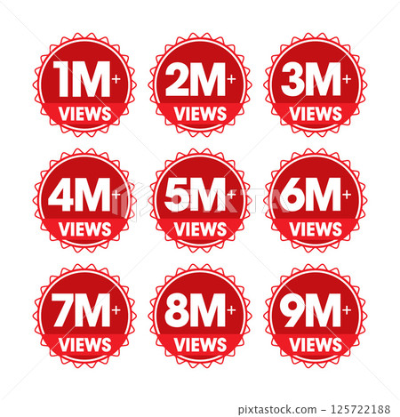 Million Views Vector Set Design Template 125722188
