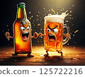 Fighting bottled beer and mug of beer characters 125722216