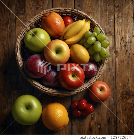 Colorful Fruit Collections with Assorted Fresh Fruits and Vibrant Natural Tones. Food Photography 125722694