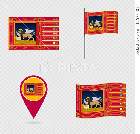 Veneto Flag Set, Region of Italy. Veneto Flag Set, Region of Italy. 125722833