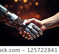 Man and robot shaking hands 125722841