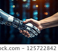 Man and robot shaking hands 125722842