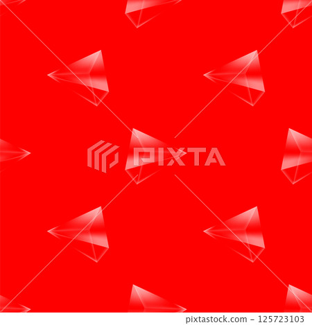 Vector crystal diamond seamless pattern on red background. Glass transparent prism backdrop. Mineral random triangle pyramid set Vector crystal diamond seamless pattern on red background. Glass transparent prism backdrop. Mineral random triangle pyramid set 125723103
