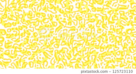 Vector Generative algorithm psychedelic yellow background. Reaction-diffusion or turing pattern. Organic lines in memphis. Unique texture of homogeneous, uniform state in biological organisms. Vector Generative algorithm psychedelic yellow background. Reaction-diffusion or turing pattern. Organic lines in memphis. Unique texture of homogeneous, uniform state in biological organisms. 125723110
