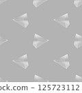 Vector crystal diamond seamless pattern on grey background. Glass transparent prism backdrop. Mineral random triangle pyramid set 125723112