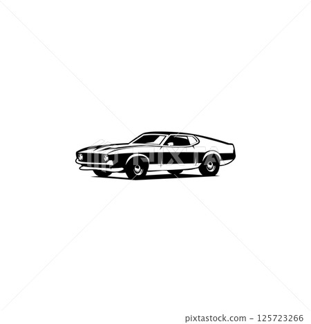 Vintage car company logo. Bold badge emblem logo concept. Isolated vector ready-to-use logo template 125723266
