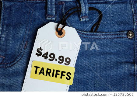 Price Tag on Jeans Reflecting Tariff Impact 125723505