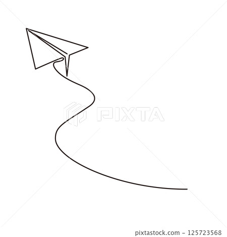 A vector illustration of a simple paper airplane drawn in one stroke. The line width of the vector data can be changed. A vector illustration of a simple paper airplane drawn in one stroke. The line width of the vector data can be changed. 125723568