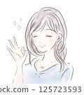 A woman smiling and making an OK sign 125723593