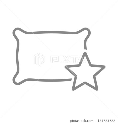 Pillow with star line icon. Star rating, orthopedic pillow symbol. Vector illustration. Pillow with star line icon. Star rating, orthopedic pillow symbol. Vector illustration. 125723722