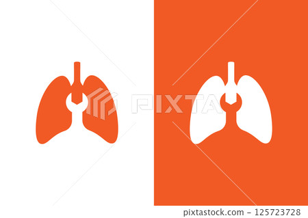Human lungs and repair logo combination. Unique medical clinic logotype design template. Human lungs and repair logo combination. Unique medical clinic logotype design template. 125723728