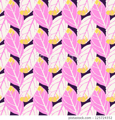 Seamless pattern with dry herbarium leaves in bold vivid colors. Cottagecore foliage wallpaper. Boho botanical texture Seamless pattern with dry herbarium leaves in bold vivid colors. Cottagecore foliage wallpaper. Boho botanical texture 125724352