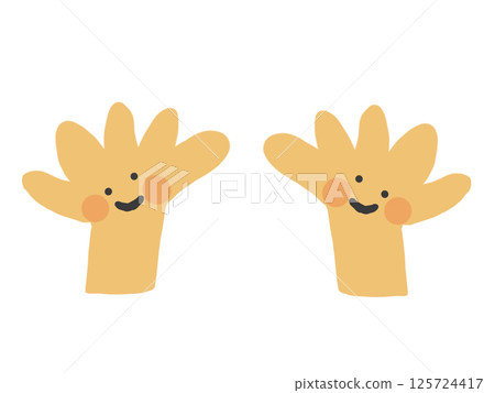 Palms of both hands with cute faces 125724417