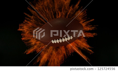 Football ball with coloured powder explosion. 125724556