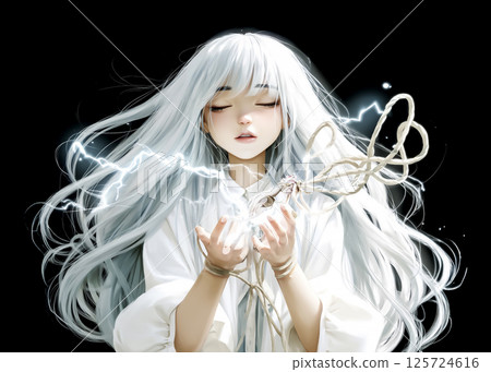 身披閃電的電妖精的插畫素材 125724616