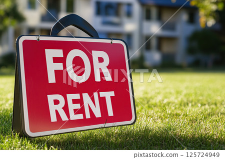For rent sign displayed in front of residential property 125724949