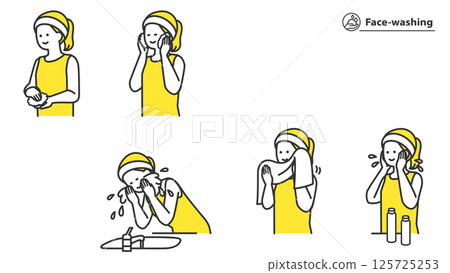 Woman washing her face Set, Variation, 2 colors 125725253