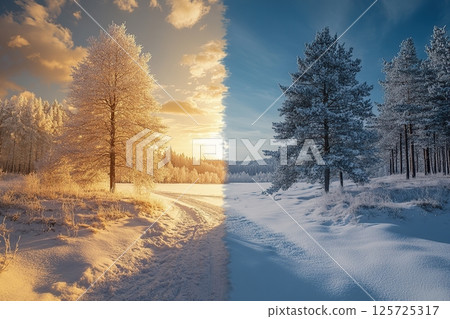 Beautiful landscape with changing seasons 125725317
