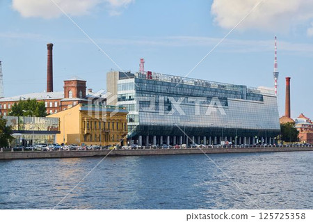 Exploring Modern Architecture Along the Scenic Riverbank A Blend of Art and Design 125725358