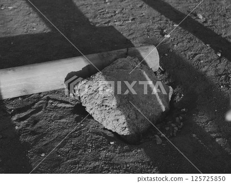 Abstract Terrain Featuring Rock and Pipe Structure in a Unique Artistic Presentation 125725850