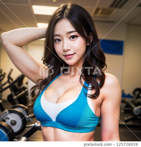 Slim woman dieting well. Exercise!! 125726039