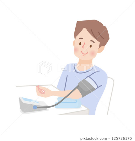 測量血壓的一個年輕人 測量血壓的一個年輕人 125726170