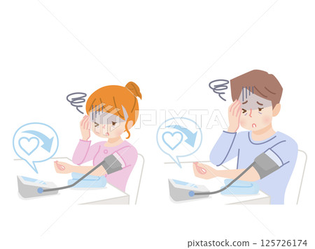 Young couple measuring blood pressure_Low blood pressure 125726174