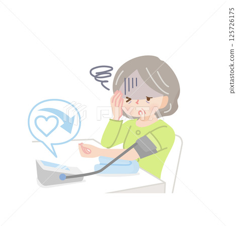 Senior woman measuring blood pressure_low blood pressure Senior woman measuring blood pressure_low blood pressure 125726175