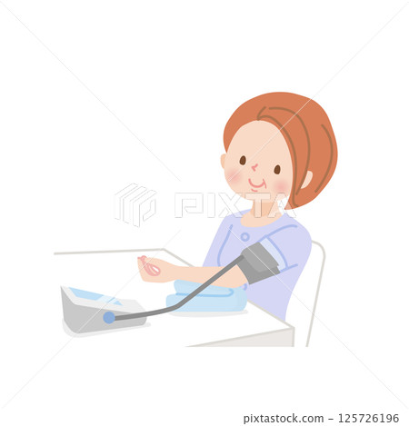 Middle-aged women measuring blood pressure 125726196